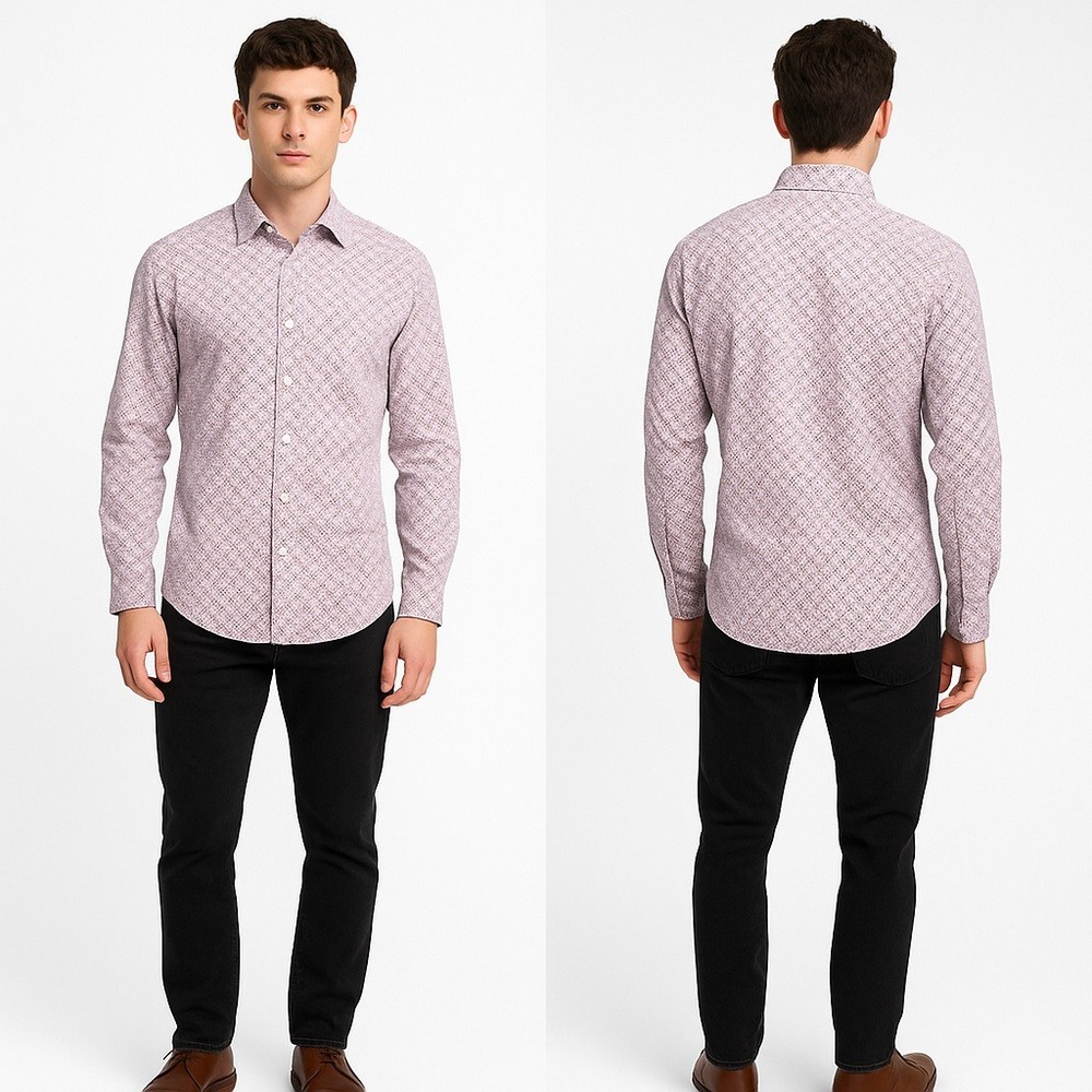 MIU MIU Geometric Print Men Button Down Shirt - Long Sleeves- Size: 15